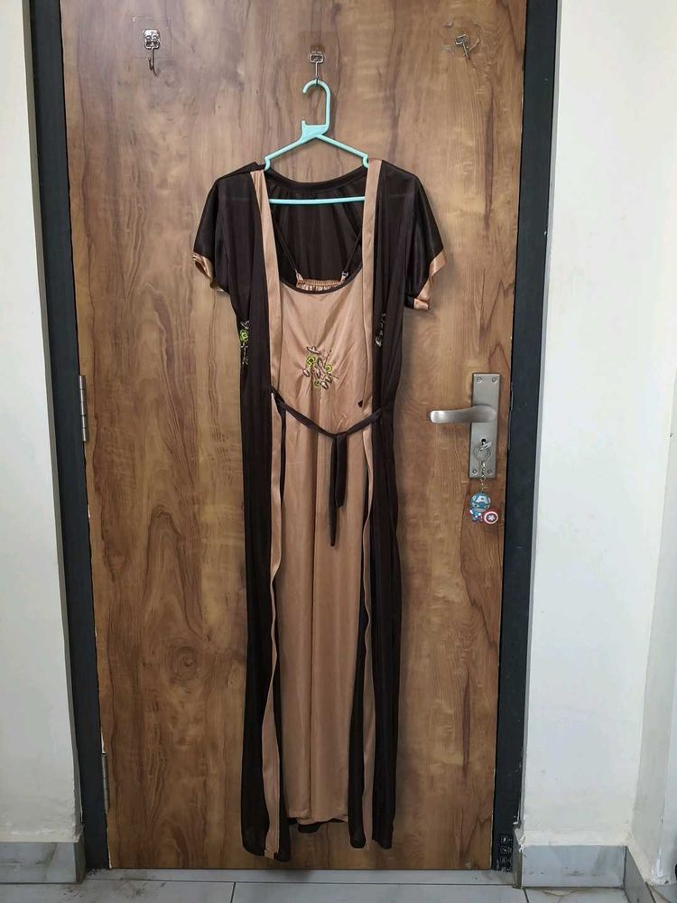Elegant Brown 3 piece night Dress