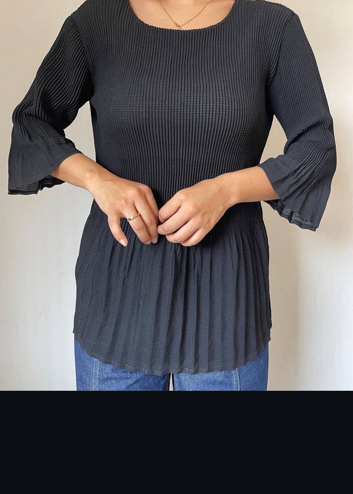 Pleated Black Top