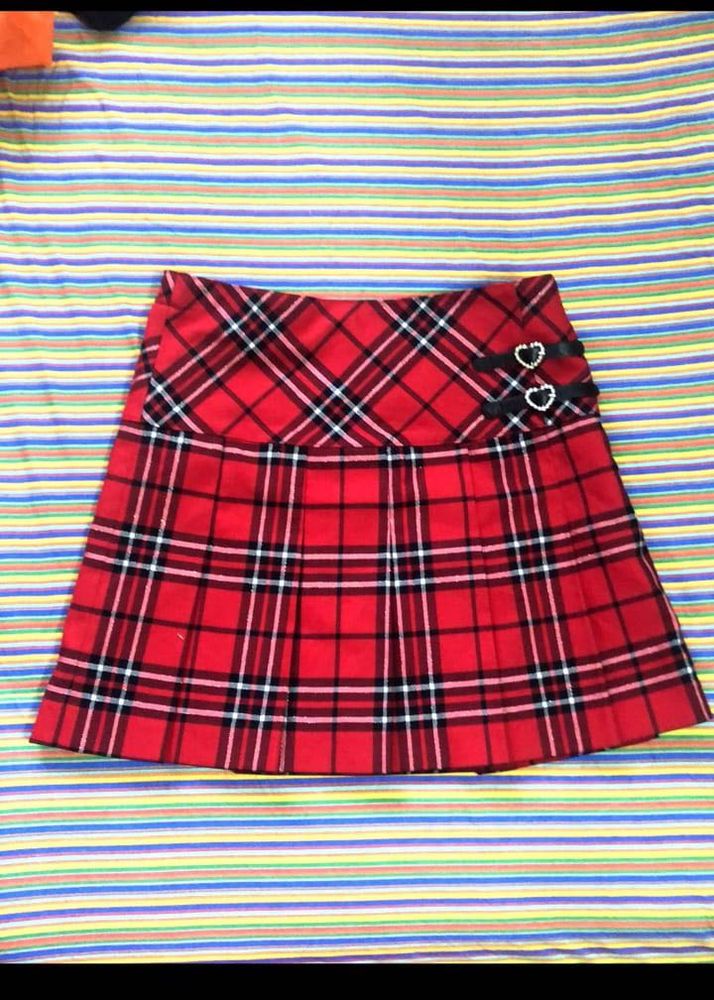 Love Tiffins Red Plaid Mini Skirt