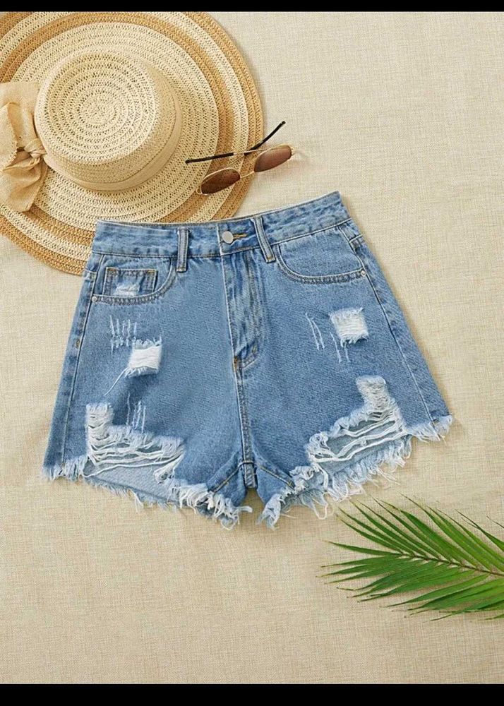 SHEIN Torn Denim Shorts