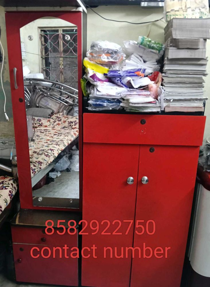 Red Wardrobe with Mirror Pack Of 2