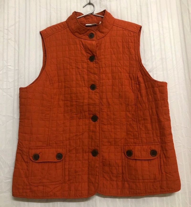 Liz&amp;co. Orange Sleeveless Jacket