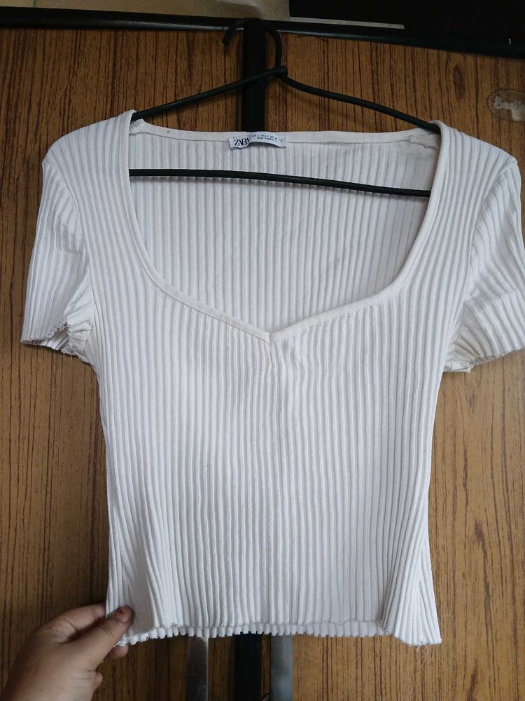 ZARA WOMEN SWEETHEART NECK TOP