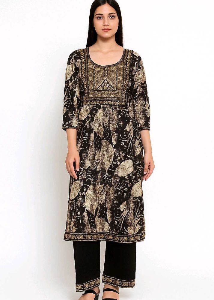 Elegant Black &amp; Beige Kurta Set
