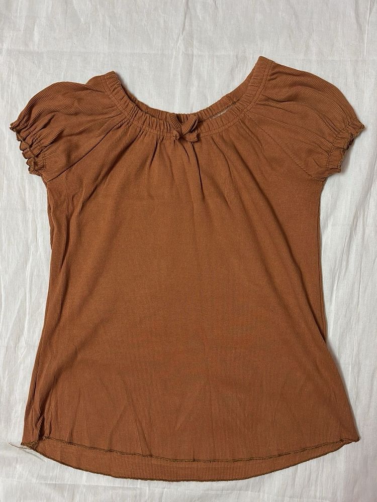 Korean Brown Peasant Top