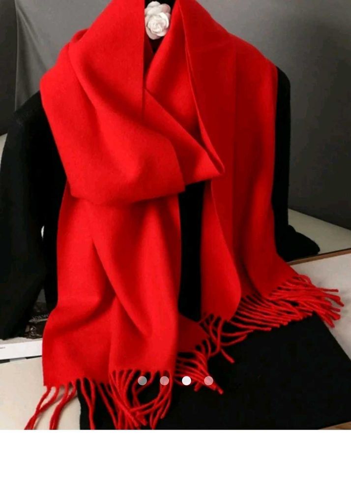 Bright Red Scarf with Fringe