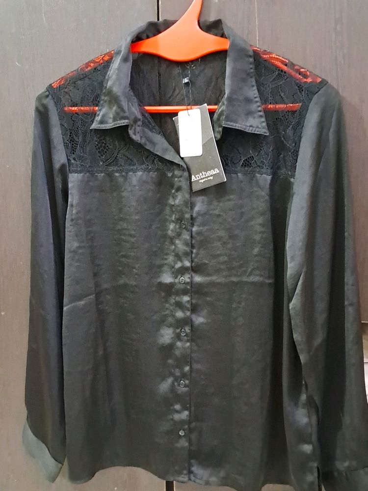 Beautiful Black Satin Shirt
