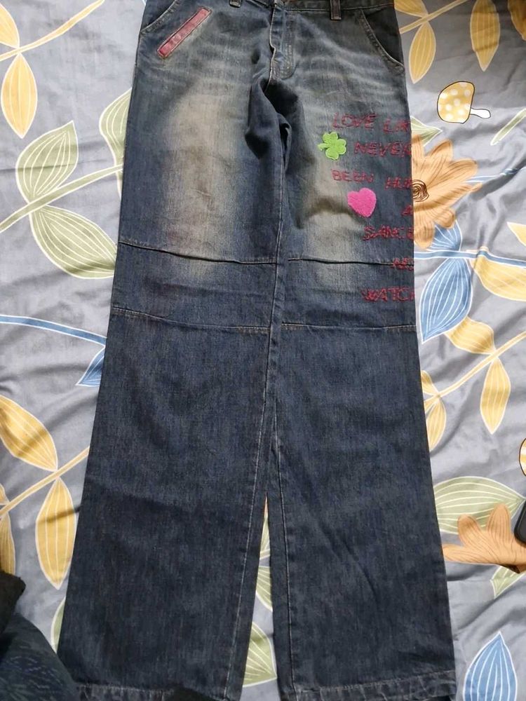 Embellished Wide Leg Jeans