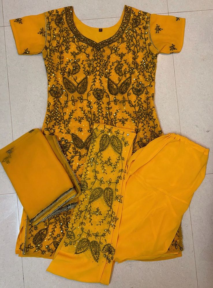 Yellow Embroidered Kurta Set