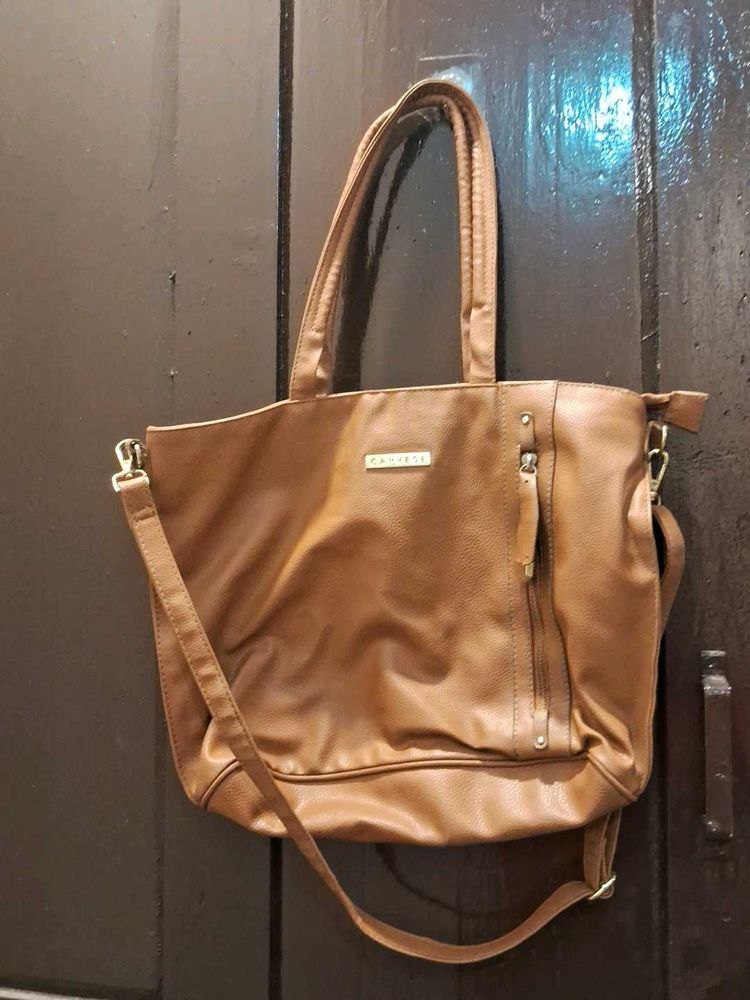 Caprese Class Brown Faux Leather Tote Bag