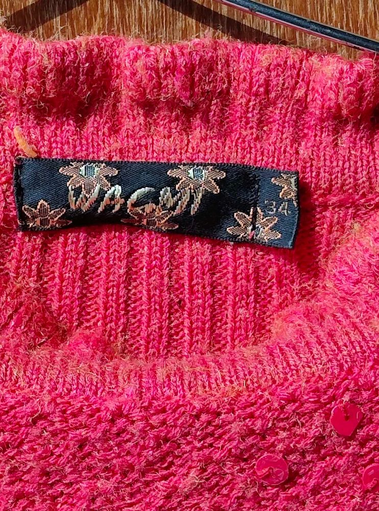Vintage Pink Fuzzy Knit Sweater