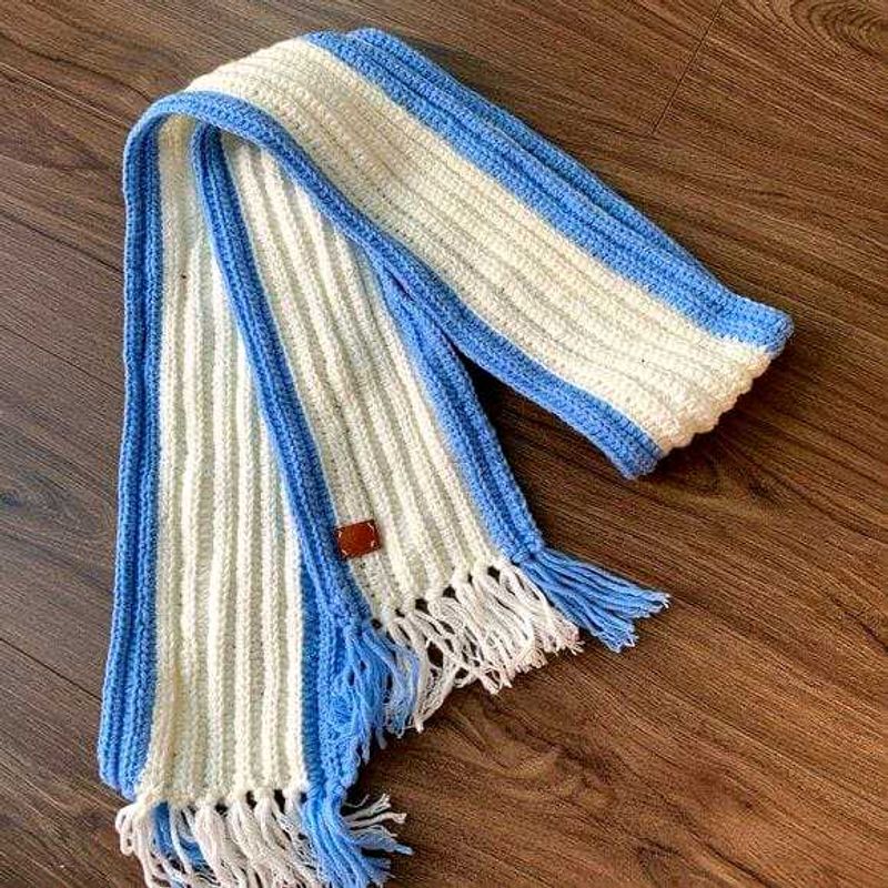 Handmade Blue &amp; White Scarf ready in 10 days.