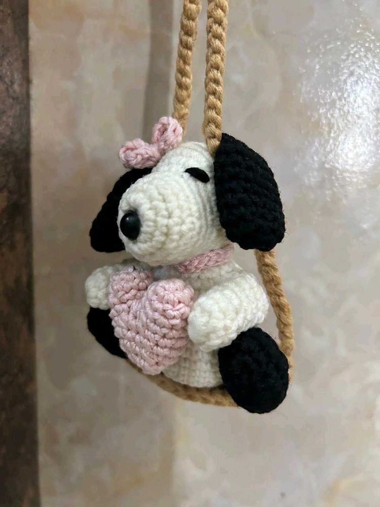 Crochet Snoopy Car Hanging Or Keychain