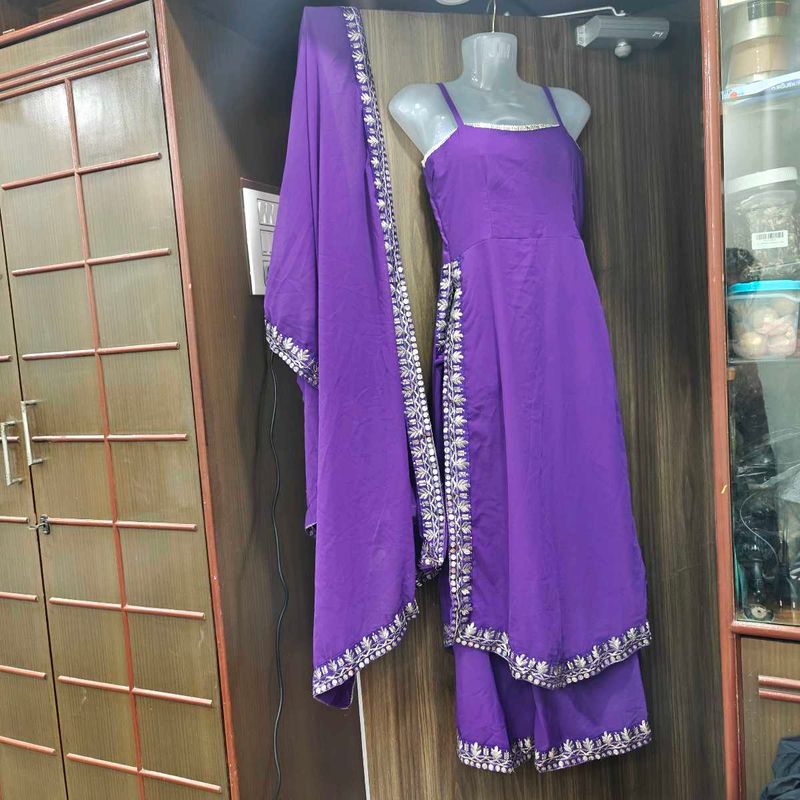 Purple Embroidered Kurta Set