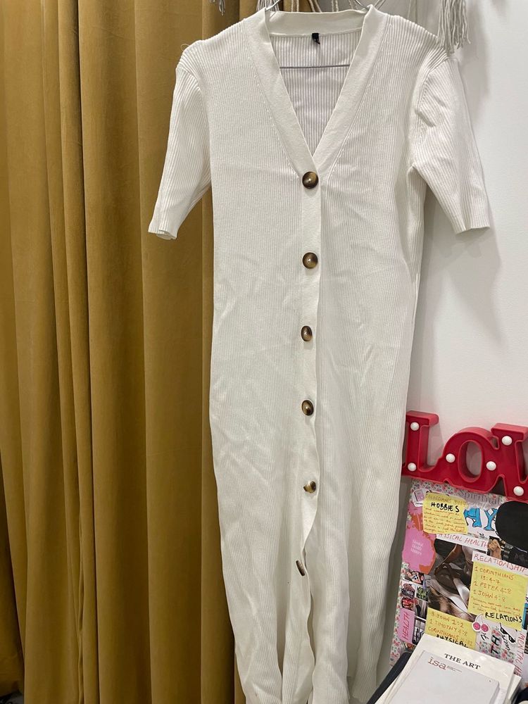 White Button Dress