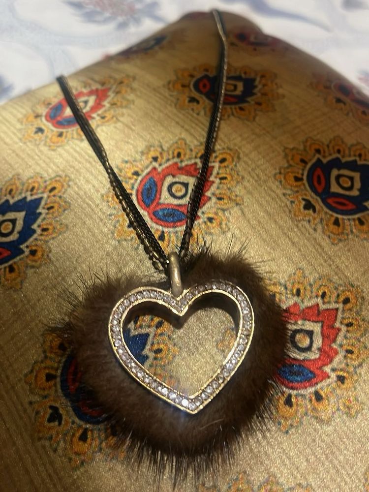 love shape pendant with double chain