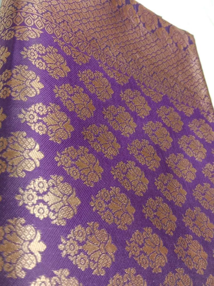Purple &amp; Gold Brocade Fabric