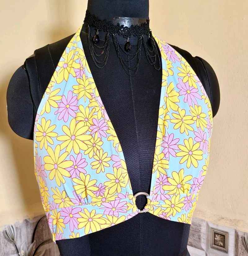 🎁Buy 2 Get 1 Free 🎁Floral Halter Crop Top