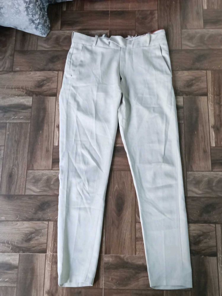 Casual Beige Straight Pants