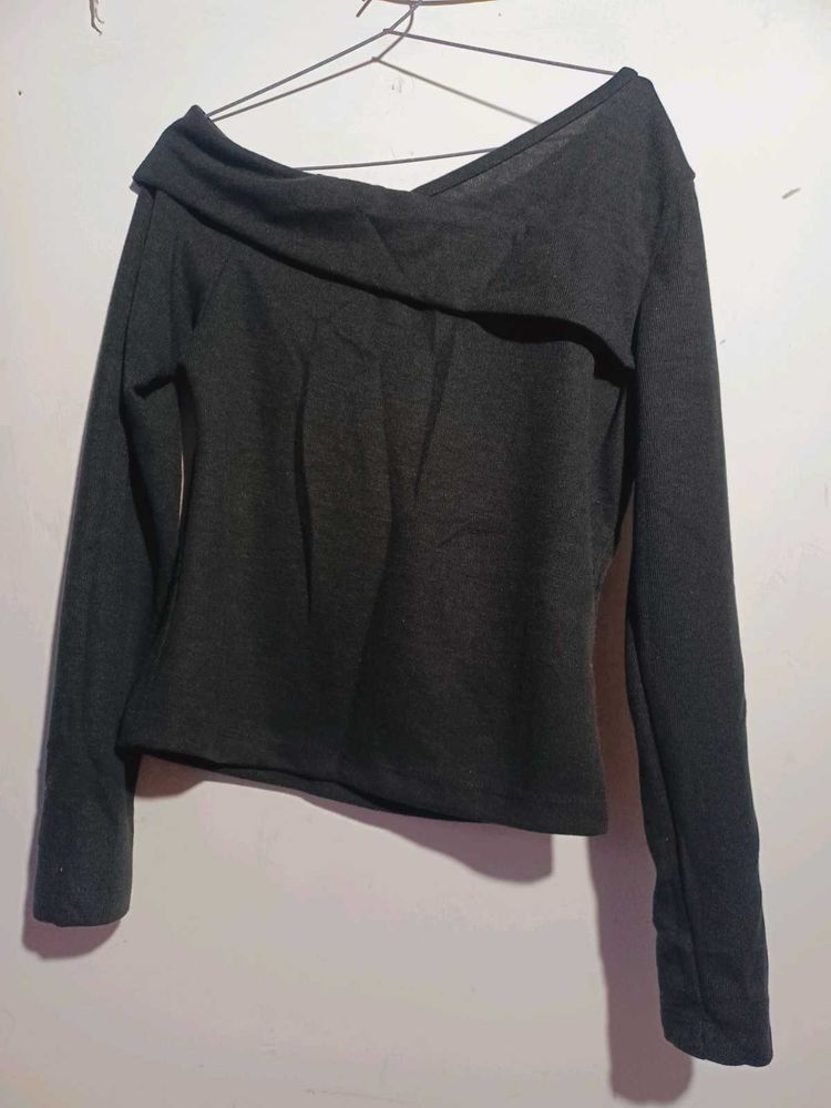 One Off Shoulder Black Top