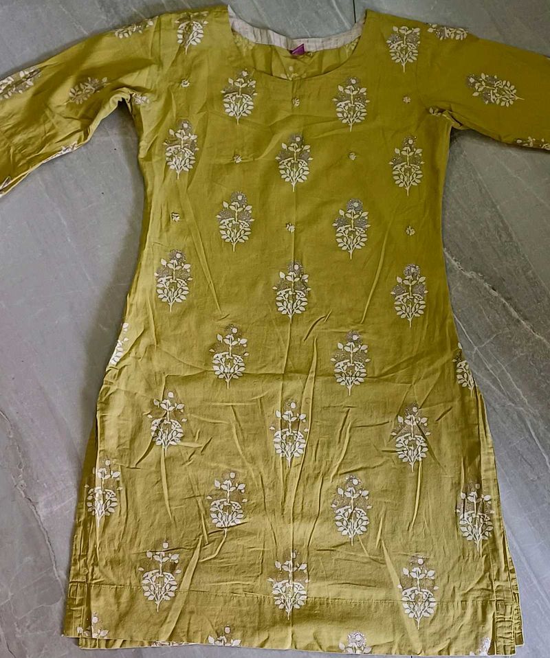 Olive Green Embroidered Kurti