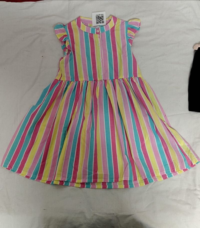 Striped Ruffle Sleeve Dress