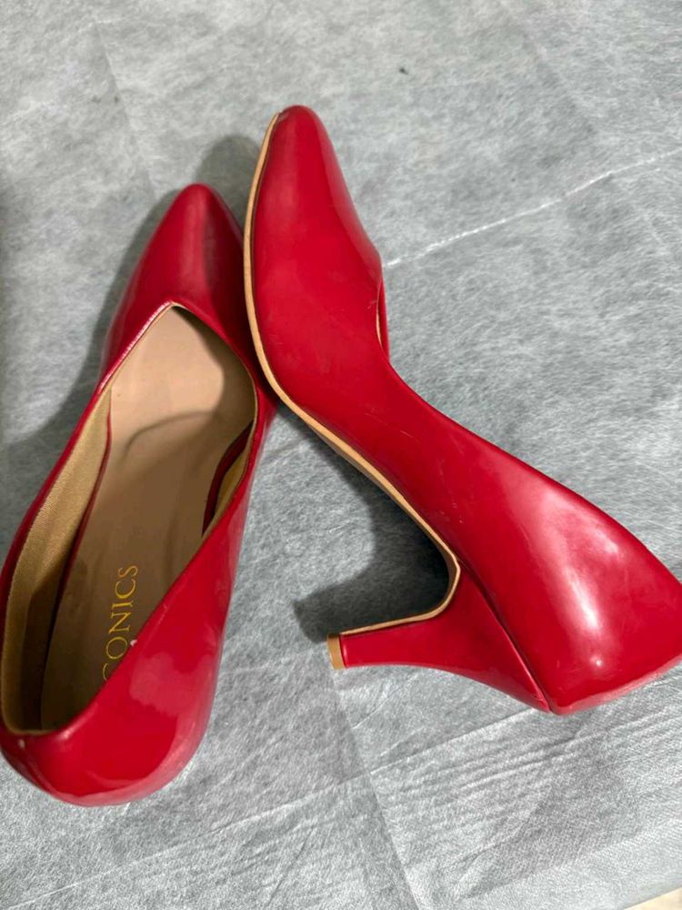 Red Kitten Heel Pumps