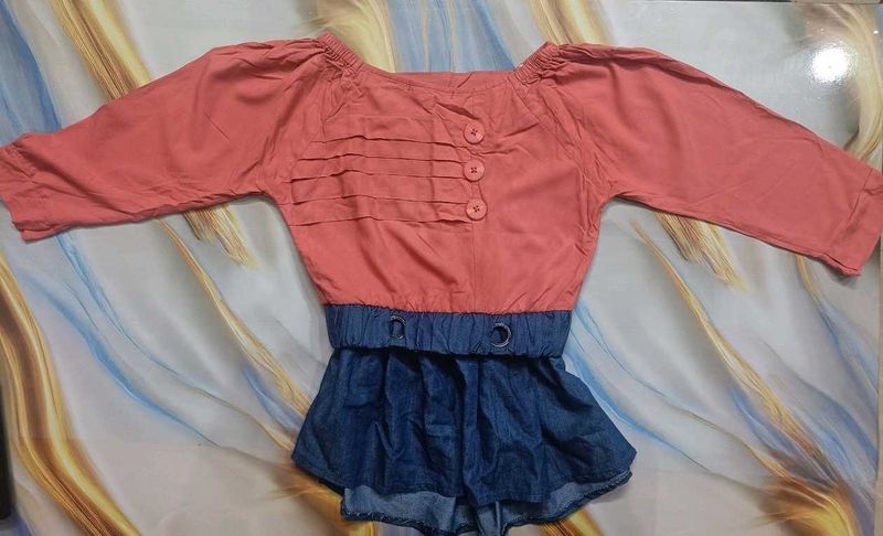 Salmon &amp; Denim Top