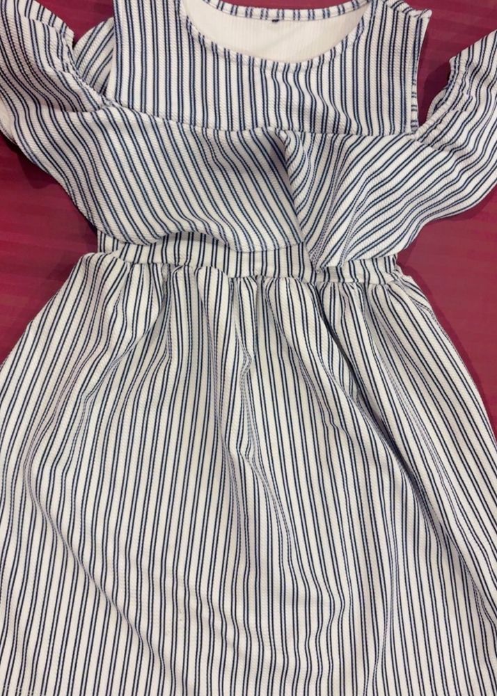 Striped Cold Shoulder Dress