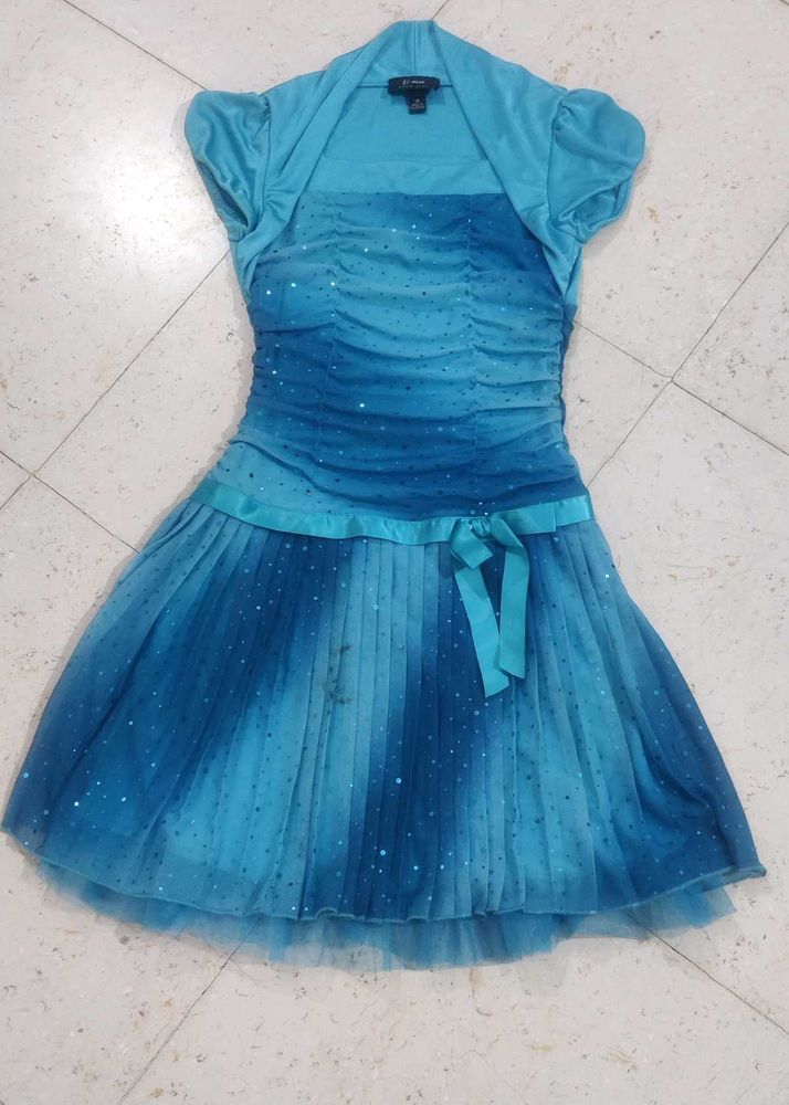Dark n light blue net and lycra dress for teenager