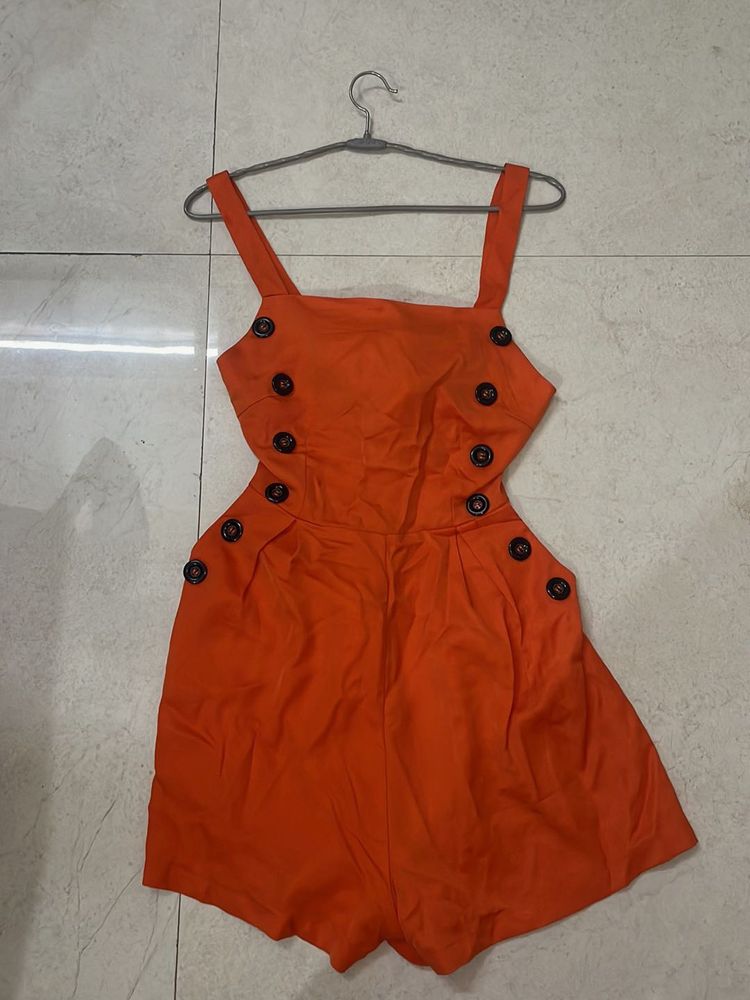 Orange Button Romper