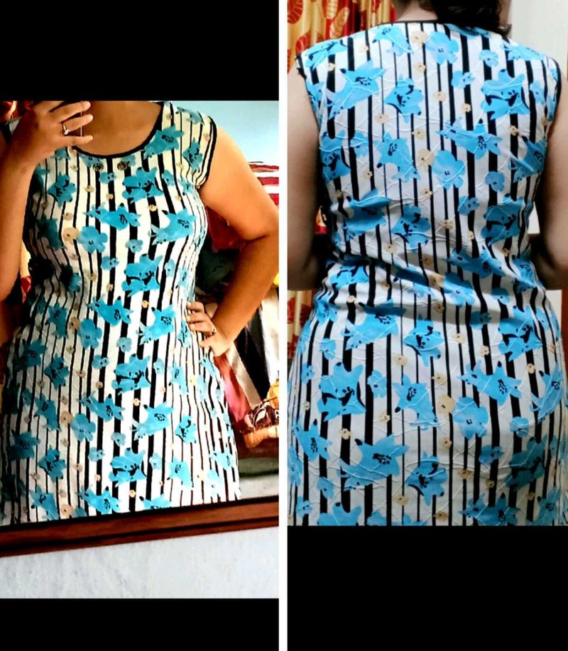 Floral Striped Sleeveless Dress