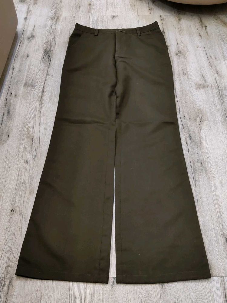 Wide Leg Olive Green Trousers