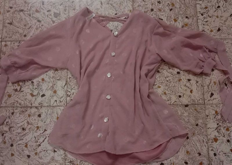Pink Button-Down Blouse