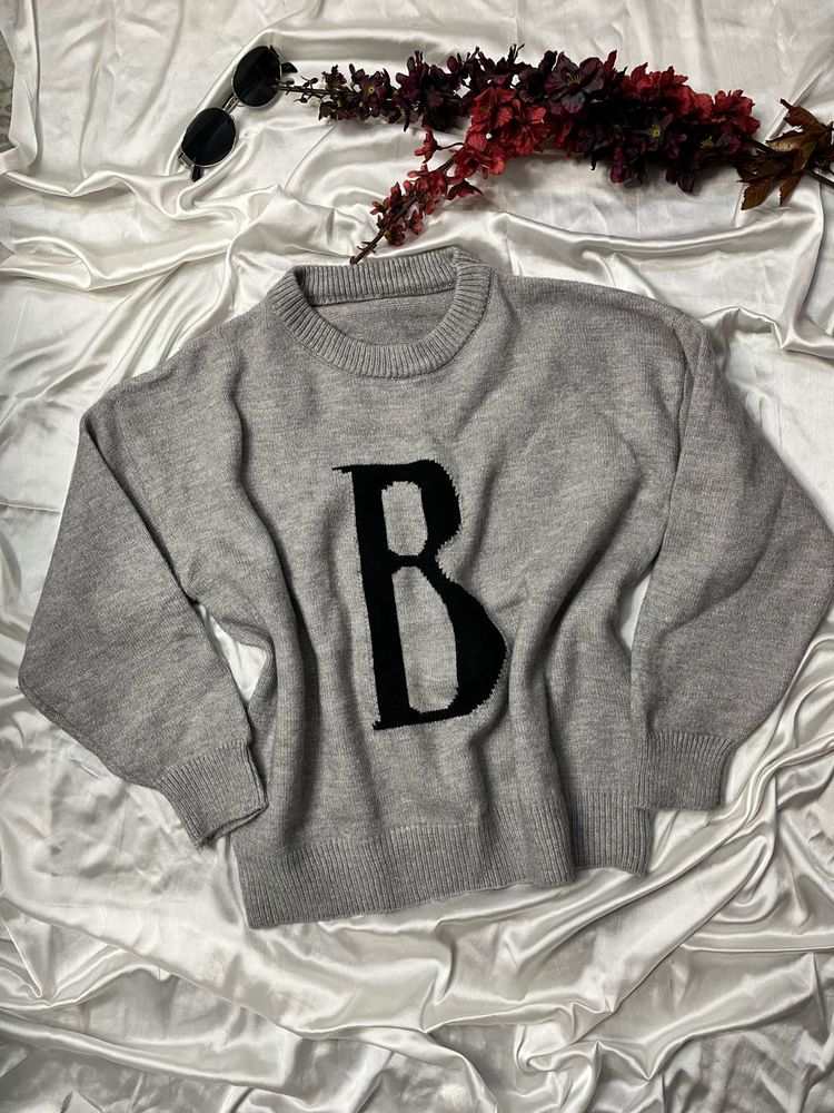 ‘B’ initial Grey Sweater