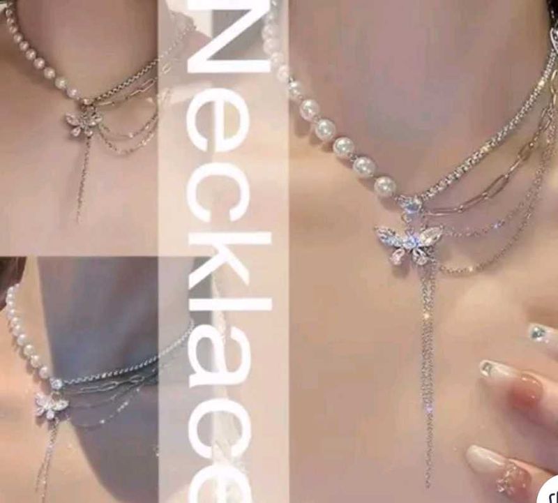 Butterfly Pearl Layered Necklace