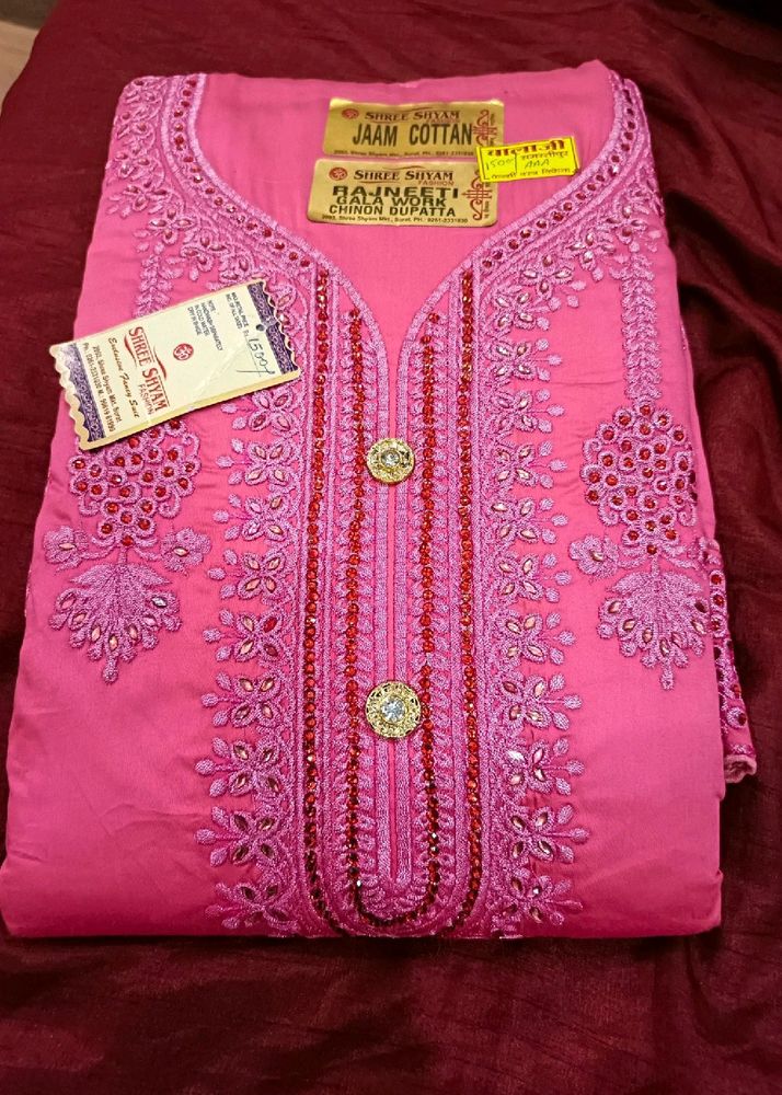 Unstriched Suit Piece Stone And Thread Work
