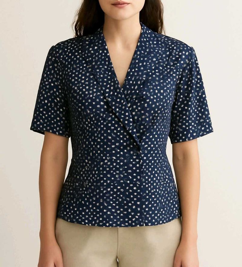 Navy Polka Dot Top