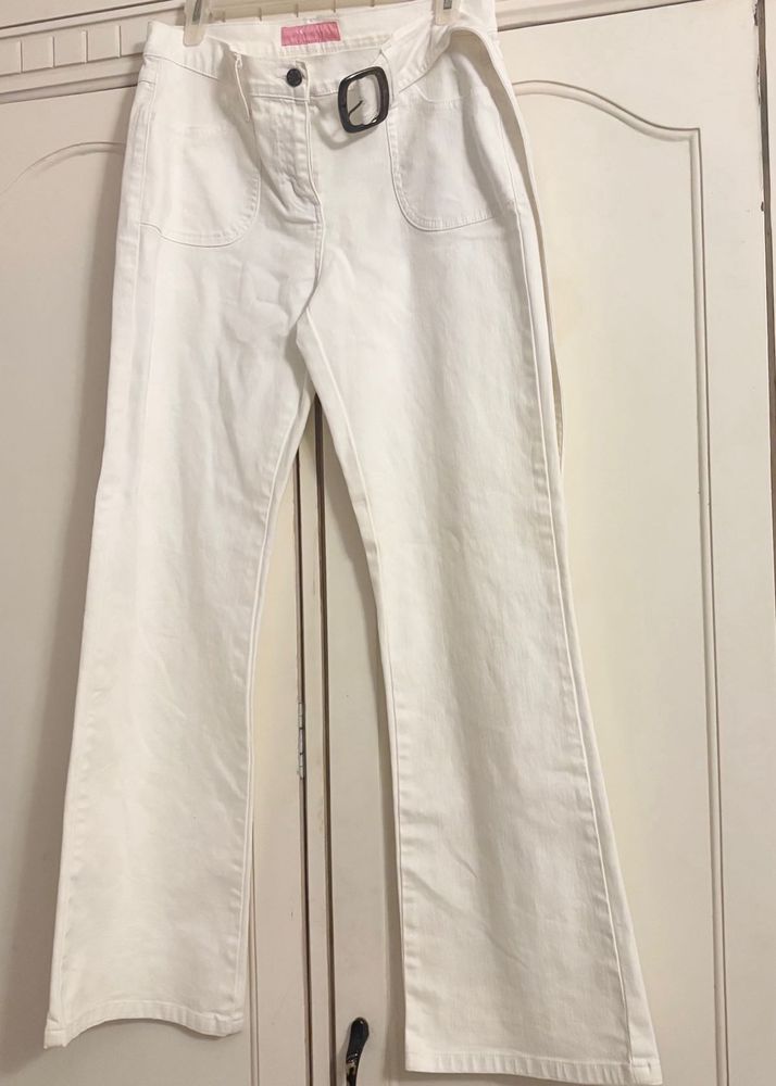 Marks &amp; Spencer White Flare Leg Jeans