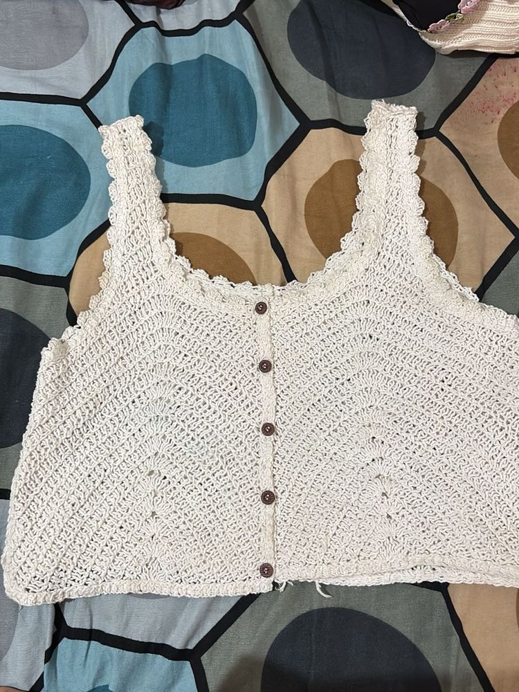 Crochet Button-Up Tank Top