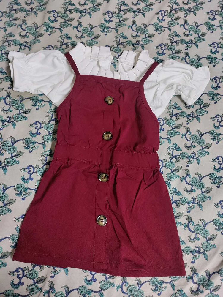 Cute Girls Red Jumper Dress Set