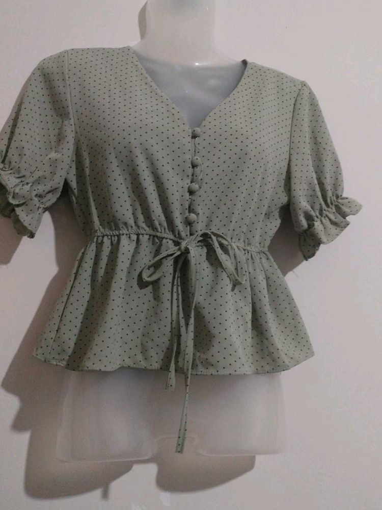 Cute Green Polka Dot Top
