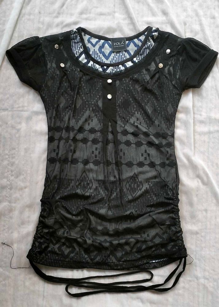 Zola Black Printed MeshTop