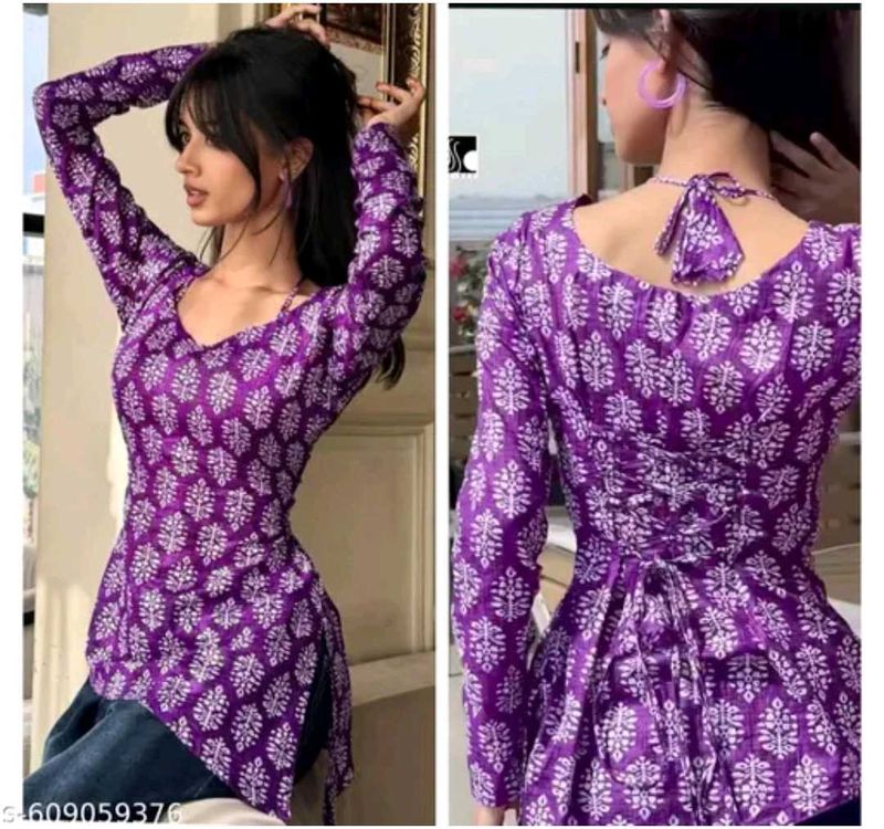 Elegant Purple Printed Kurti