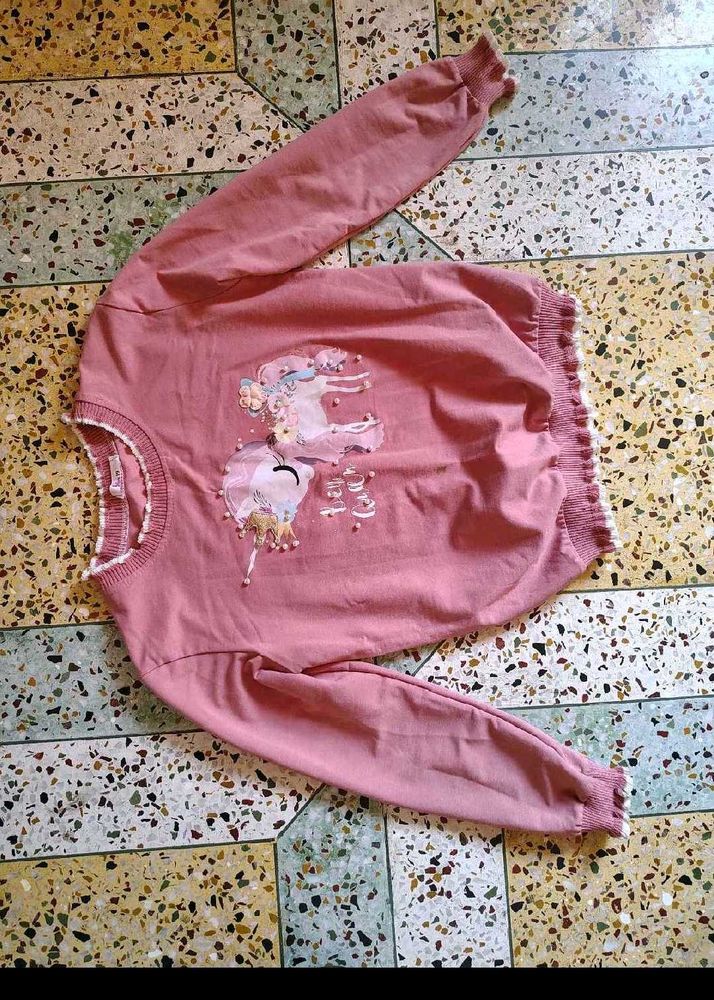 Cute Pink Long Sleeve Korean Top