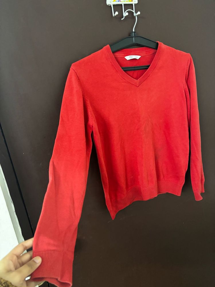 Marks&amp; Spencer Reddish Orange Sweater
