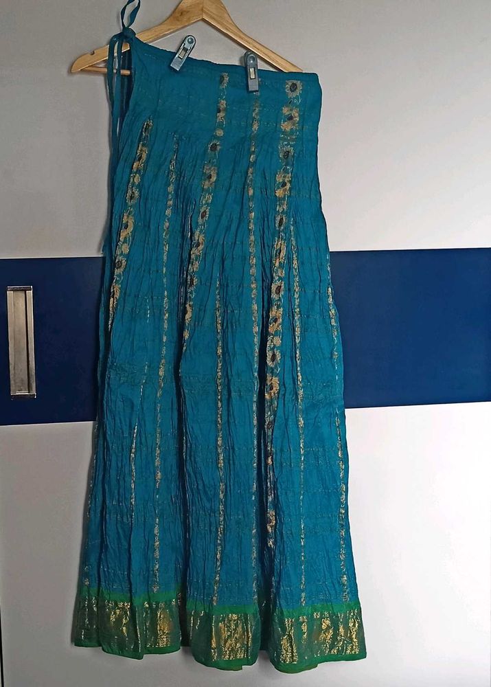 Blue &amp; Gold Lehanga Blouse Set