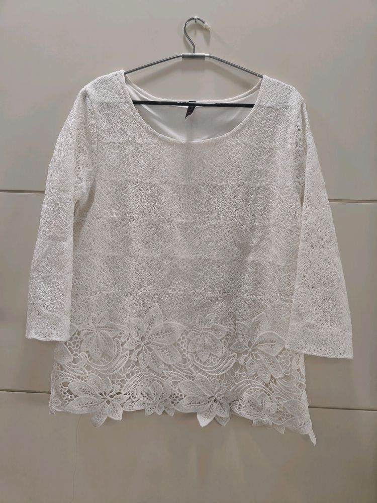 White Net Mesh Top In L Size 🆕 New