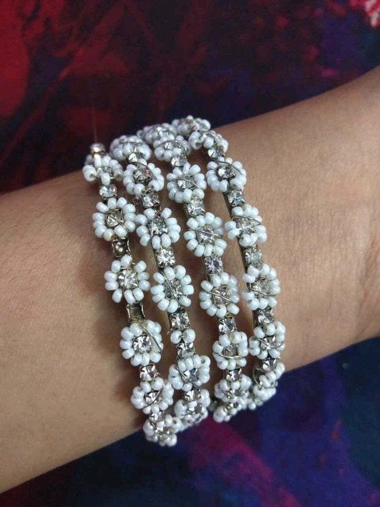 Sparkling White Bangles