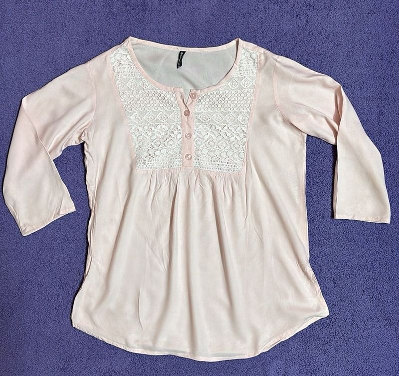 Baby Pink Lace Detail Top